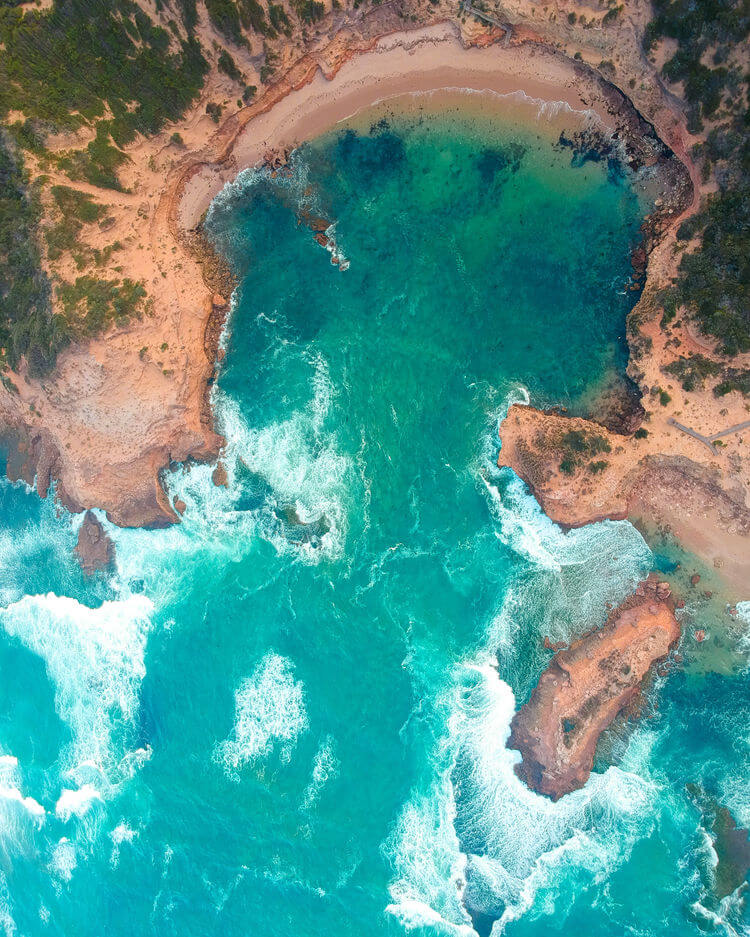 Sorrento Drone Shot Above Beach wedding honeymoon destinations